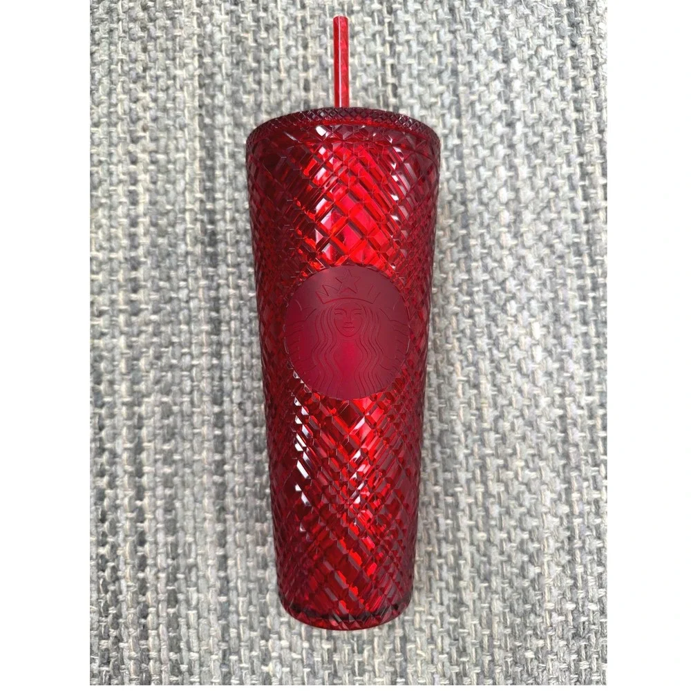 Starbucks 2021 Holiday Ruby Red Jewel Venti Tumbler 24oz Textured Cold Cup NWT